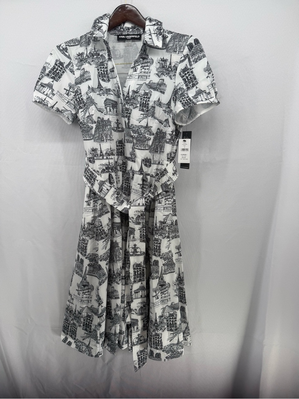 NWT Karl Lagerfeld Black & White Printed Shirt Dress